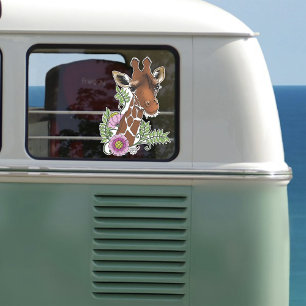 Giraffe Yellow Portrait Flowers