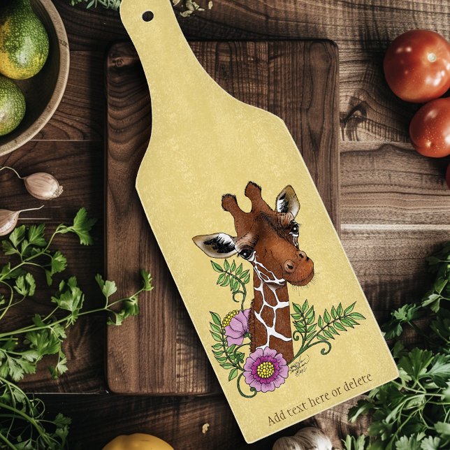 Giraffe Yellow Portrait Flowers  Cutting Board (Creator Uploaded)