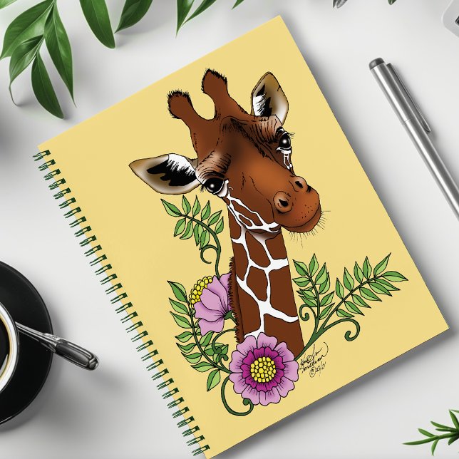 Giraffe Yellow Portrait Flowers Notebook (Creator Uploaded)