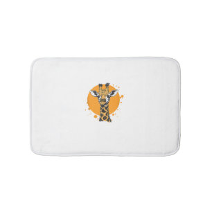 Giraffe Yellow Sun Abstract Animal Portrait Bath Mat