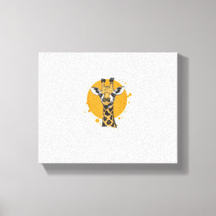 Giraffe Yellow Sun Abstract Animal Portrait Canvas Print