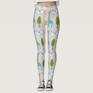Giraffe Zebra And Monkey Pattern Leggings