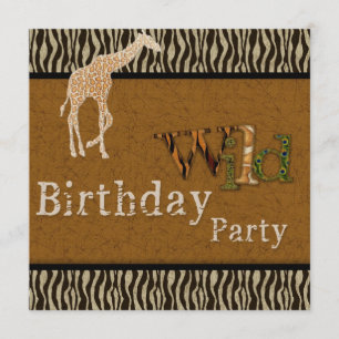 Giraffe Zebra Safari Zoo Birthday Party Invitation