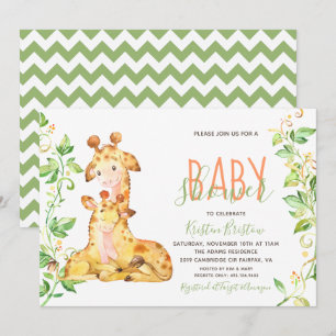 Giraffe Zoo Animals Baby Shower Invitation