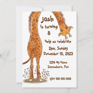 Giraffe, Zoo Animals Birthday, Personalizable Invitation