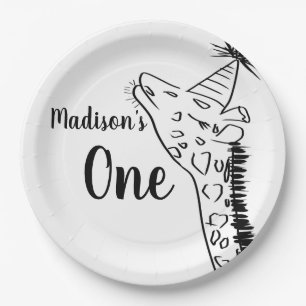 Giraffe Zoo Animals Wild Jungle Doodle Paper Plate