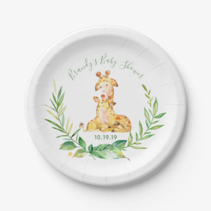 Giraffe Zoo Jungle Animals Baby Shower Paper Plate