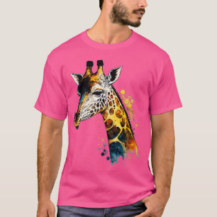Giraffe Zoo Safari Trips Watercolor Nature Wildlif T-Shirt