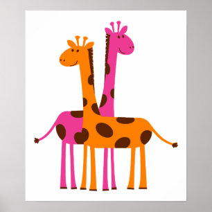 giraffes-297326 giraffes orange pink cartoon safa poster