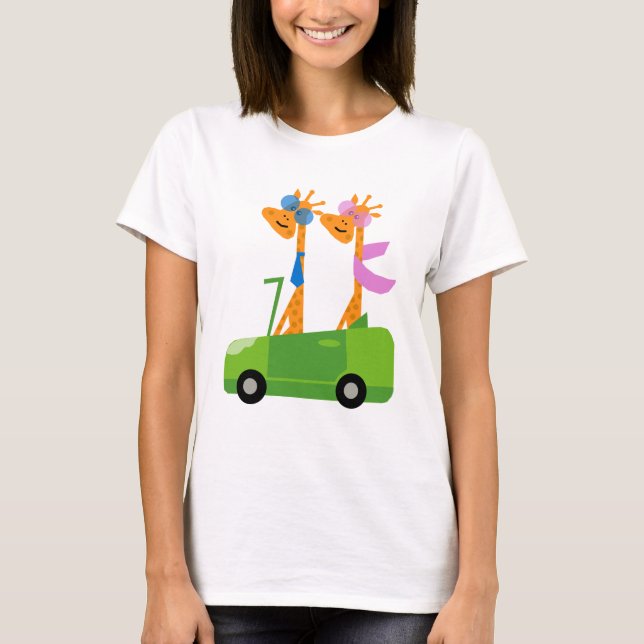 Giraffes and Car T-Shirt (Front)