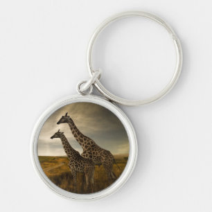 Giraffes and The Landscape Key Ring