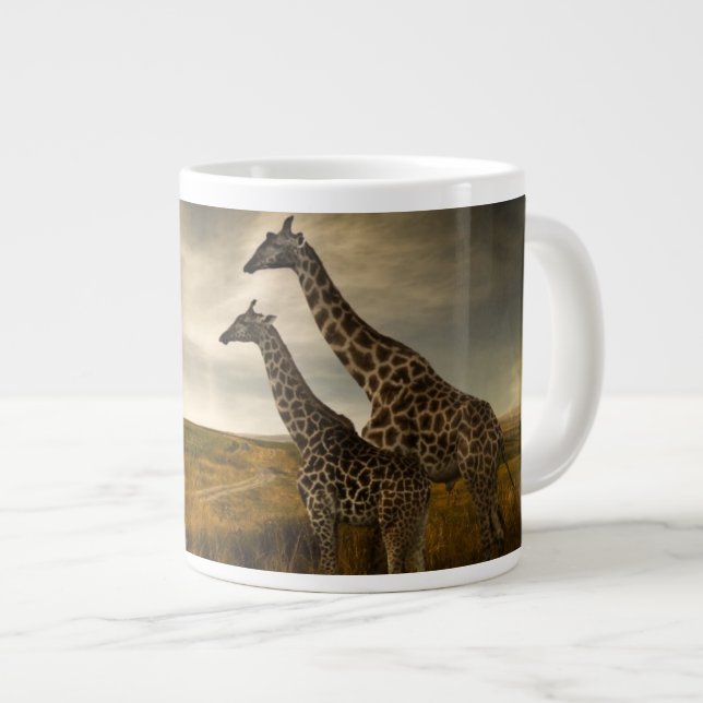 Giraffes and The Landscape Large Coffee Mug (Front Right)