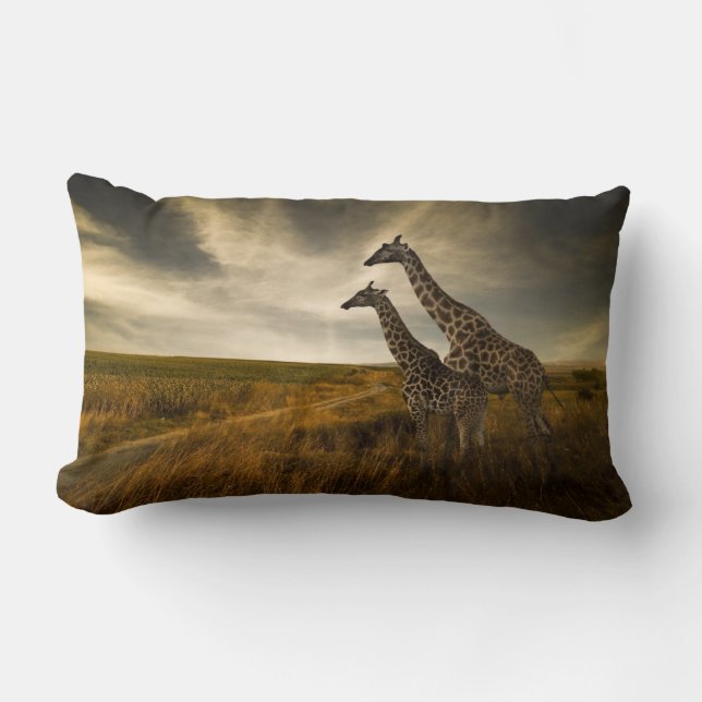 Giraffes and The Landscape Lumbar Cushion (Front)