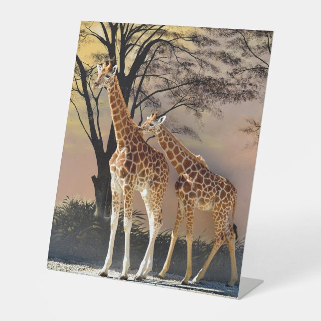 Giraffes and trees Mug Pedestal Sign (Front)