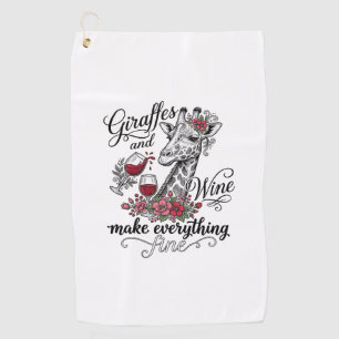 Giraffes And Wine Vintage Engraving Shirt Design_1 Golf Towel