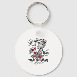Giraffes And Wine Vintage Engraving Shirt Design_1 Key Ring