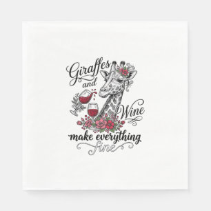 Giraffes And Wine Vintage Engraving Shirt Design_1 Napkin