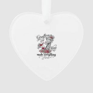 Giraffes And Wine Vintage Engraving Shirt Design_1 Ornament