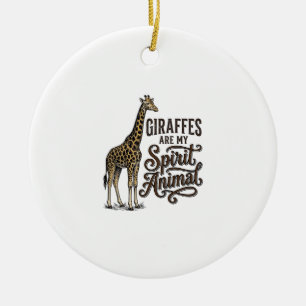 Giraffes Are My Spirit Animal Vintage Shirt Design Ceramic Tree Decoration