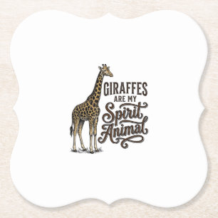 Giraffes Are My Spirit Animal Vintage Shirt Design Paper Coaster