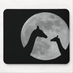 Giraffes At Fullmoon Night Mouse Mat