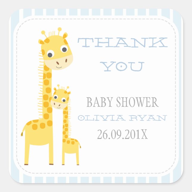 Giraffes Baby Shower Favour Sticker (Front)