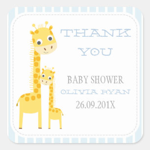 Giraffes Baby Shower Favour Sticker