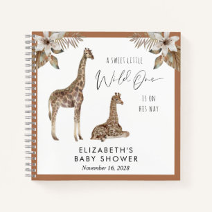 Giraffes Boho Watercolor Baby Shower Guest Book