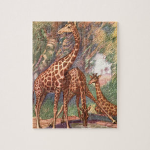 Giraffes by Louis Sargent, Vintage African Animals Jigsaw Puzzle