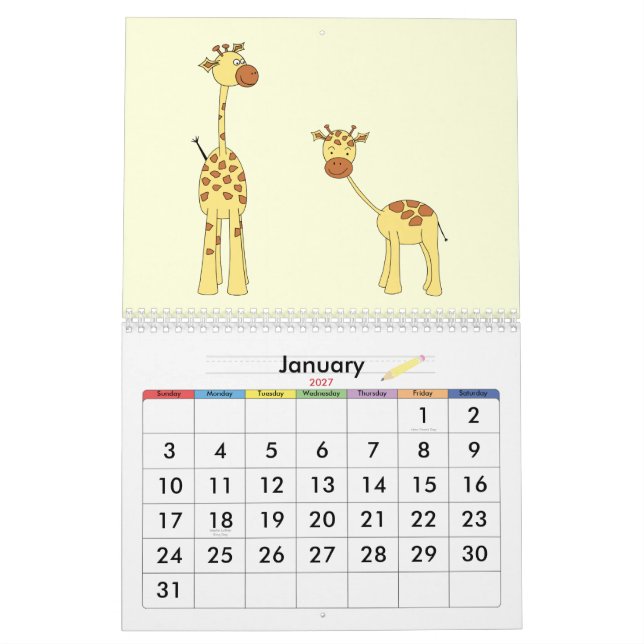 Giraffes Calendar 2013. Cute Cartoons (Jan 2027)