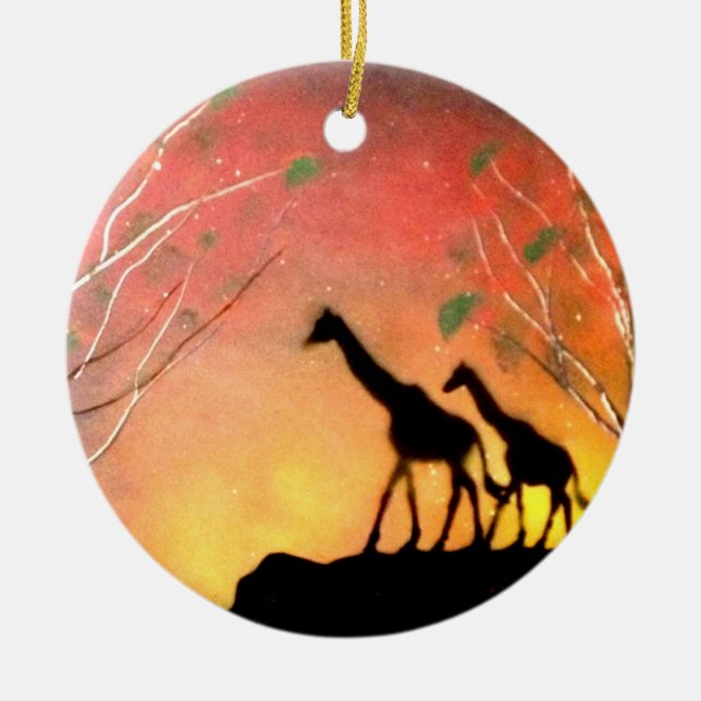 Giraffes Ceramic Tree Decoration (Front)