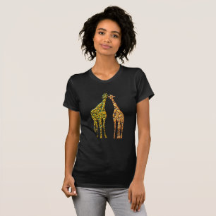 Giraffes Couple T-Shirt Golden Modern Design