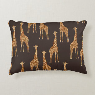 Giraffes Dark: Abstract Vintage Seamless. Decorative Cushion