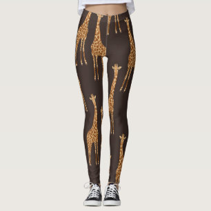 Giraffes Dark: Abstract Vintage Seamless. Leggings