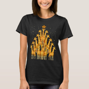 Giraffes Forming Christmas Tree Lights Star Safari T-Shirt