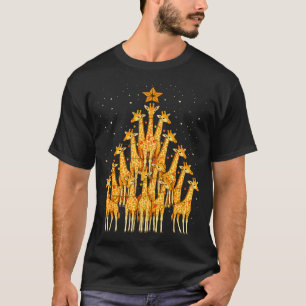 Giraffes Forming Christmas Tree Lights Star Safari T-Shirt