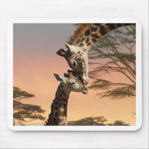 Giraffes Greeting Each Other Mouse Mat