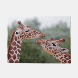 Giraffes in Love Door Mat