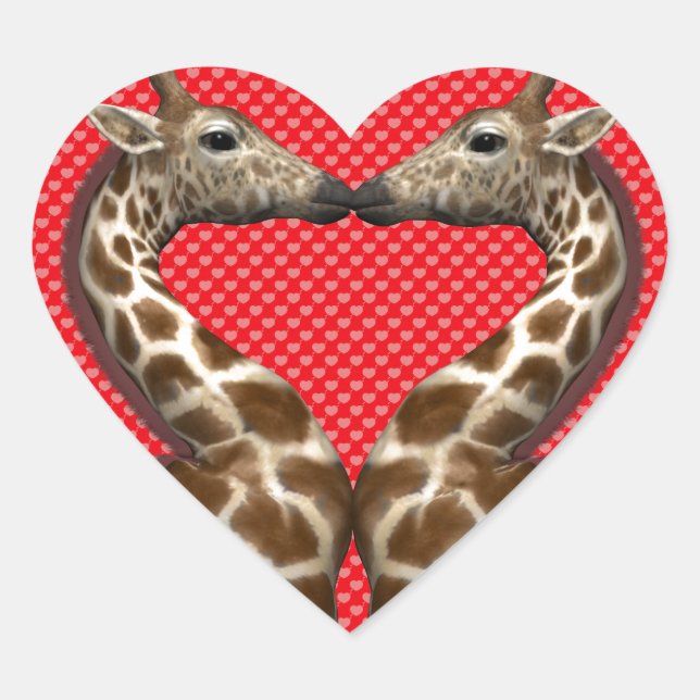 Giraffes In Love Heart Sticker (Front)