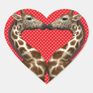 Giraffes In Love Heart Sticker