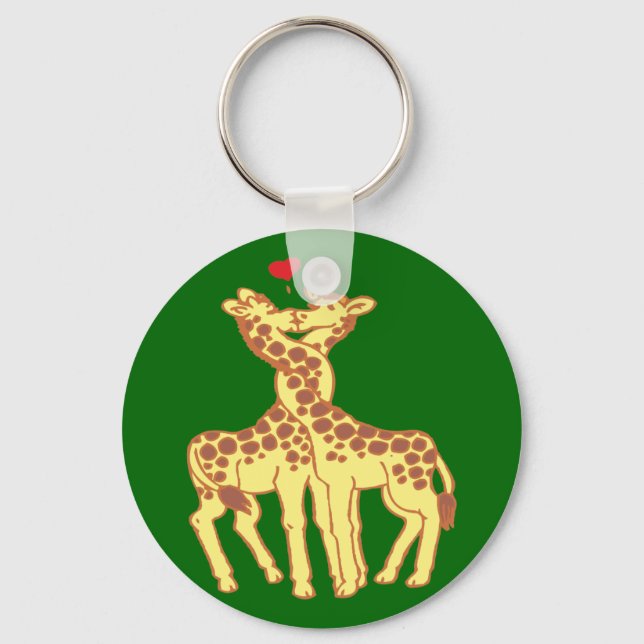giraffes in love key ring (Front)