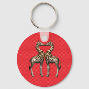 Giraffes In Love Key Ring