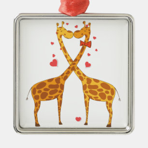 Giraffes in Love Metal Tree Decoration