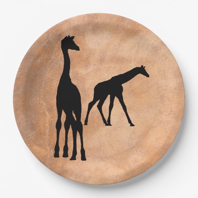 GIRAFFES IN SILHOUETTE PAPER PLATE (Front)