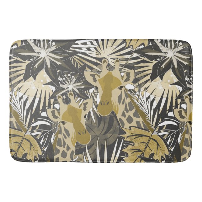 Giraffes in the night forest. bath mat (Front)