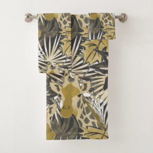 Giraffes in the night forest. bath towel set