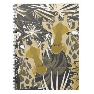 Giraffes in the night forest. notebook