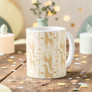Giraffes in the Savannah in Yellow Coffee Mug