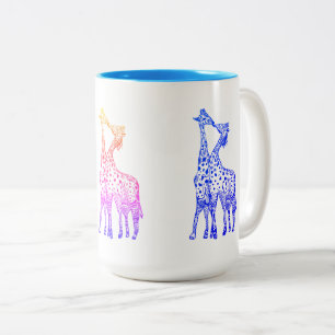 Giraffes Kiss Drawing 444 ml  Two-Tone Mug