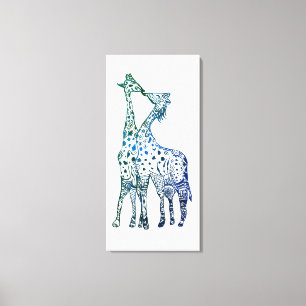 Giraffes Kiss Drawing Single Print